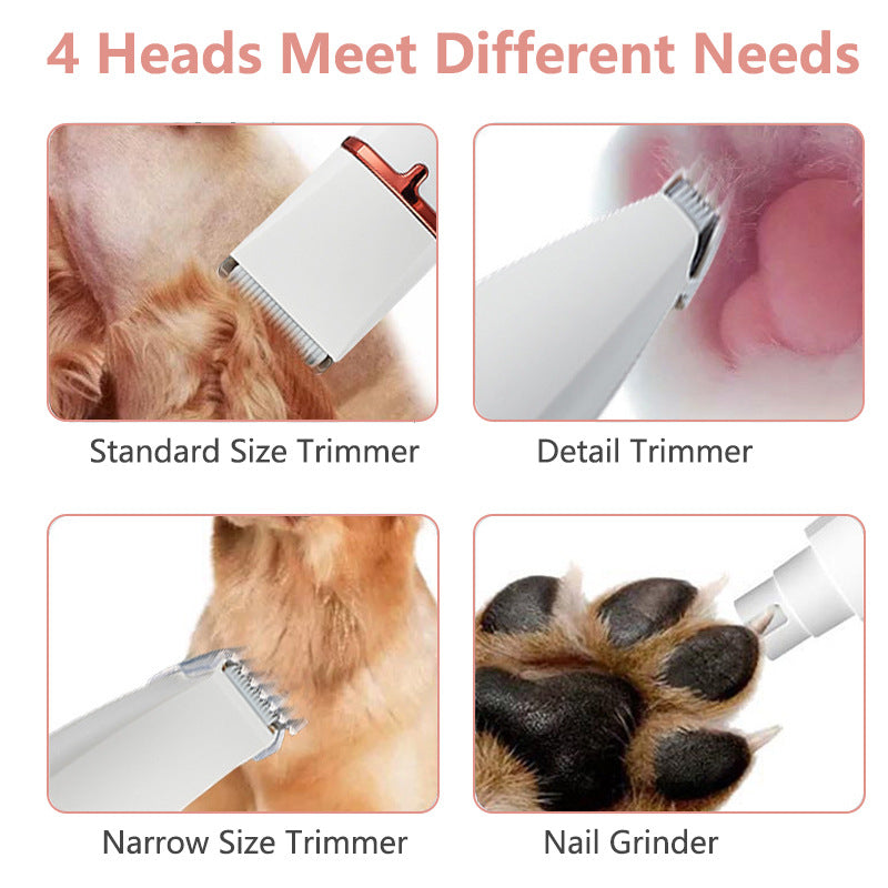 HD2050 4 in 1 Pet Electric Hair Trimmer with 4 Blades Grooming Clipper Nail Grinder Tool Kit HD2050 4 in 1 Pet Electric Hair Trimmer with 4 Blades Grooming Clipper Nail Grinder Tool Kit